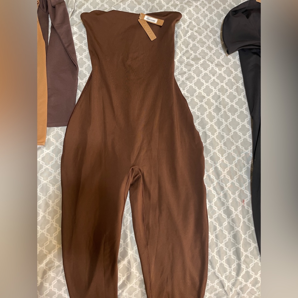 Skims Brown All-in-One Strapless Onesie Size XS